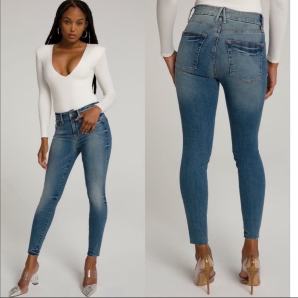 Good American Medium Wash Good Legs Crop Skinny Jeans 6/28
